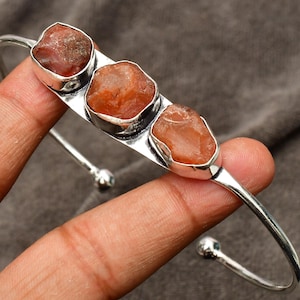 Natural Carnelian Gemstone 925 sterling silver Cuff Jewelry, Birthstone Cuff, Raw Stone Carnelian ,Gift for mom, Gemstone Cuff, Gift for her