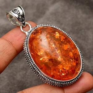 Baltic Amber Silver Pendant 925 Sterling Silver Pendant Baltic Amber Pendant Handmade Pendant Gift Bridal Beautiful Amber Jewelry For Her