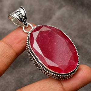 Handmade Kashmir Ruby Pendant: 925 Sterling Silver Gemstone Jewelry