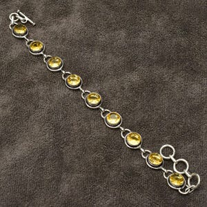 Citrine Gemstone Silver Bracelet 925 Sterling Silver Handmade Jewelry Bracelet Gift for Her Gift For Mom Everyday jewelry