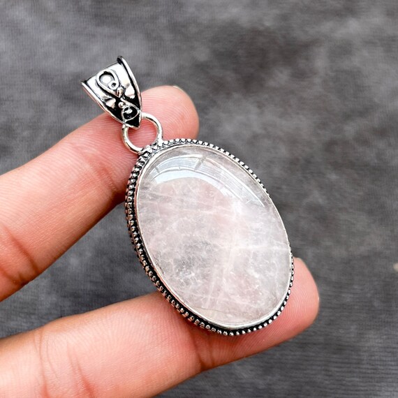 Joli Pendentif Argenté Avec Pierre Véritable - 4,5 Cm De Haut, Occasion, Fabriqué En France