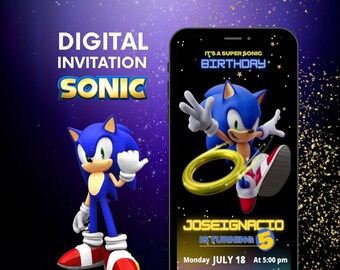 Sonic birthday Invitation, Sonic Digital birthday Invitation, Sonic The Hedgehog Invite, Sonic The Hedgehog Birthday, Sonic 2 Invitation