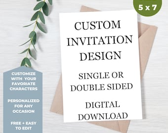 Design de convites personalizados | Cartões de agradecimento personalizados | Qualquer tema | Editável no Canva | Digital e para impressão