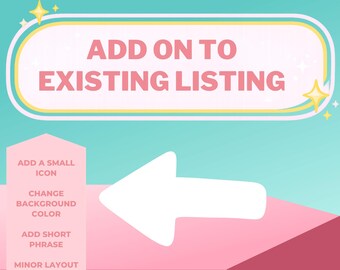 Complemento de design personalizado | Adicione a um anúncio existente | Pequenas edições e atualização de personalização