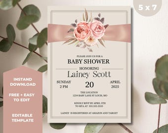 Customizable Vintage Floral Baby Shower Invitation