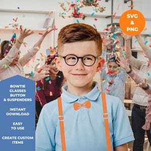 Suspenders, Bowtie, Glasses, Button Bundle - SVG & PNG