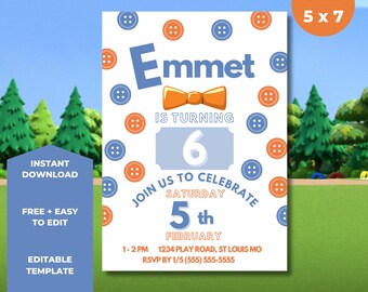 Customizable Blue and Orange Invitation