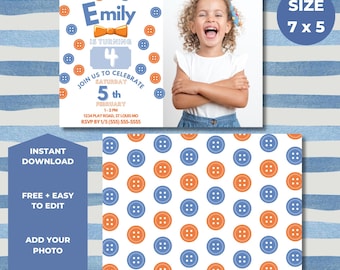 Customizable Blue and Orange Invitation