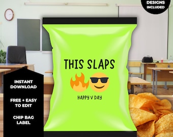 Pacote de Batatas Fritas Gen Alpha para o Dia dos Namorados | 5 Designs com Gírias, Modelo Editável no Canva (Padrão em PDF)