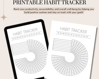 Instant Download, Printable, 5 Colors Habit Tracker | Organization | Productivity | To Do List | Accountability | Positive Routines | Goal