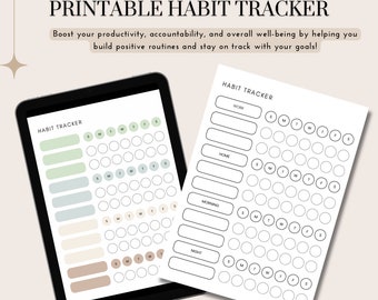 Instant Download, Printable, Habit Tracker Bundle | Organization | Productivity | To Do List | Accountability | Positive Routines | Goals