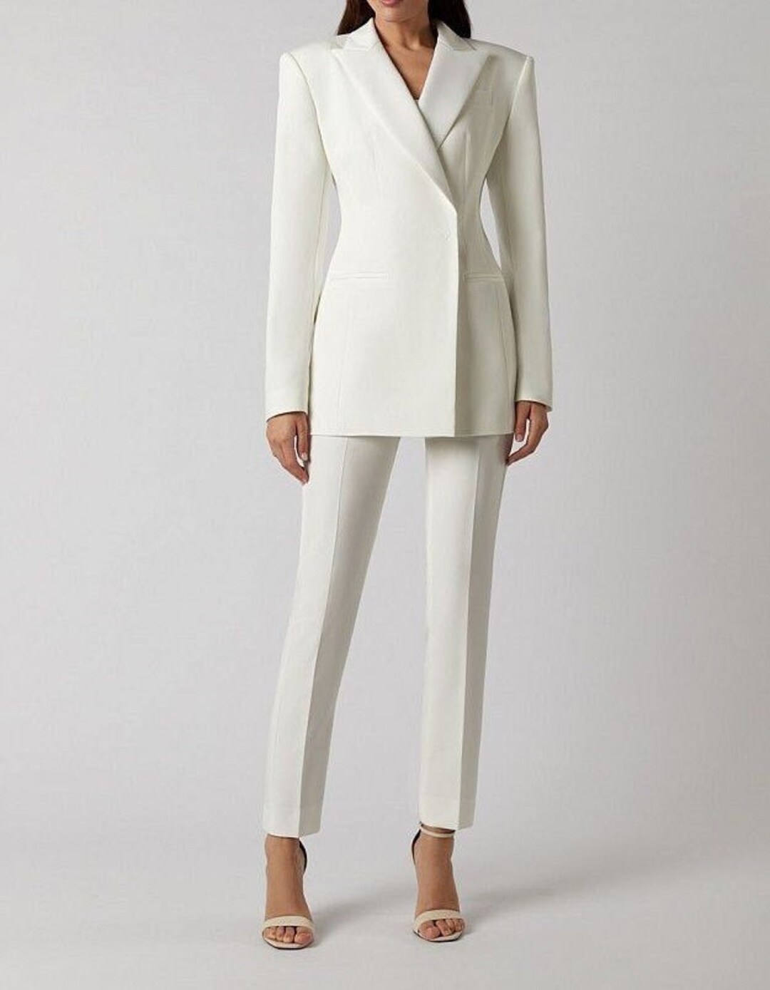 Women's 2 Piece Pant Suit, Business Attire Womens Suit Set Walk Through