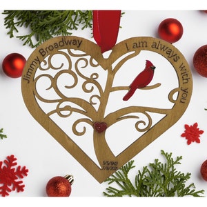Enfeite de Natal memorável | Ornamento de pássaro vermelho | Eu estarei sempre com você ornamento cardinal | Cardeal Perdeu um ente querido | Presente comemorativo