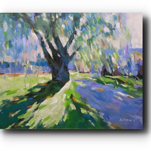 Original Oil Painting on Canvas: Soft Nature Light Landscape Wall Art, 30x24&quot;
