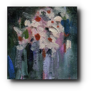 Mini Floral Original Oil Painting: Warm Bouquet, Small Art for Shelf Decor