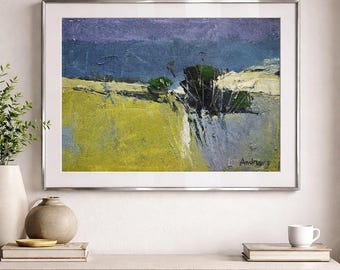 Abstract Landscape Giclée Print | Violet Road, Blue Purple Horizon Decor