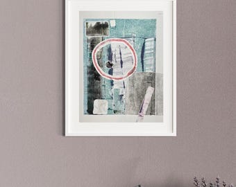 Abstract Geometric Art Print, Green Gray Modern Wall Decor, Giclée Fine Art
