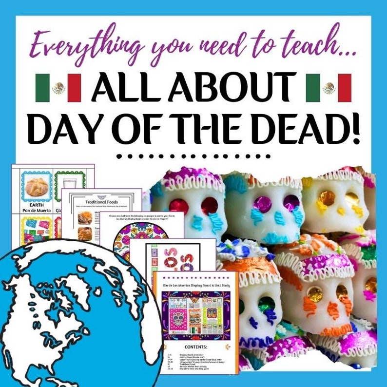 Dia De Los Muertos Unit Study Day of the Dead School Project Digital Download Homeschool Curriculum Mexico Unit Mexico Project image 1