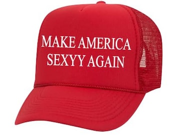 Gorra de camionero Make America Sexyy Again letras de rap rojas fan rap