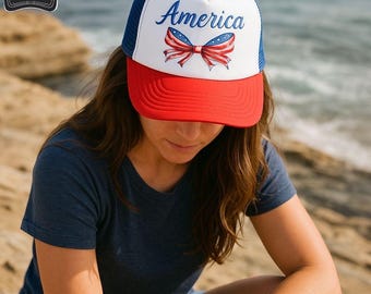 Sale 4th trucker hat July Stars flag red white blue party cookout one of a kind wholesale heart star rhinestone chain heart star