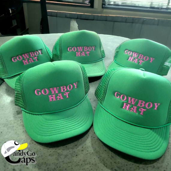 Cowboy Hat Embroidered Trucker Hat Cap Coastal Summer Bridal Party
