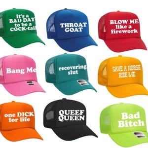 Mystery trucker hat Roulette!  Hilarious, random party hats perfect for bachelorettes, girls’ trips & birthdays. Fast ship! Grab bag inappro