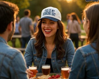 This is my drinking hat Upside Two Tone fast shipping embroidered SnapBack Gift girls trips team handmade in Georgia Trucker Vacation