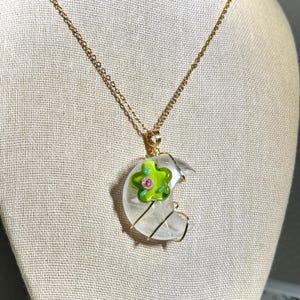 Clear quartz moon shape pendant necklace