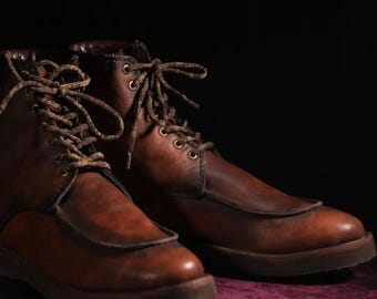 Handgemachte Leder Schuhe Stiefel Boots Retro Vintage Alternativ Unisex Echtleder Handarbeit Braun Größe 39