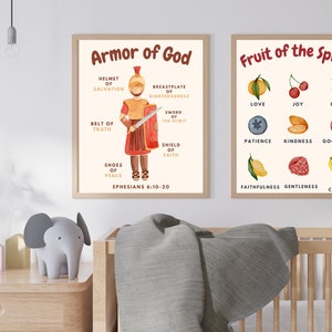 Armor of God and Fruit of the Spirit BUNDLE | Christian Nursery Prints |Printable Digital Prints | Scripture and Bible Wall Art | Decor