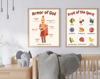 Armure de Dieu et Fruit de l'Esprit BUNDLE | Impressions de crèche chrétienne | Impressions numériques imprimables | Art mural Écriture et Bible | Décor