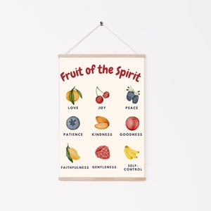 Fruit of the Spirit Christian Wall Decor | Modern Digital Print | Kids Nursery Wall Art | Playroom Decor