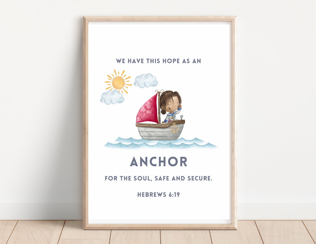 Hope is Our Anchor Nursery Watercolor Wall Art for Girls | Printable ...