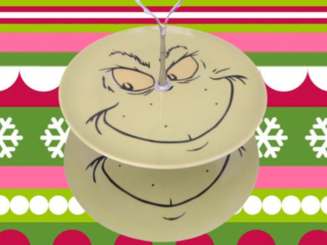 How the Grinch Stole Christmas Two Tier Serving Plate Set 8 Inch Green