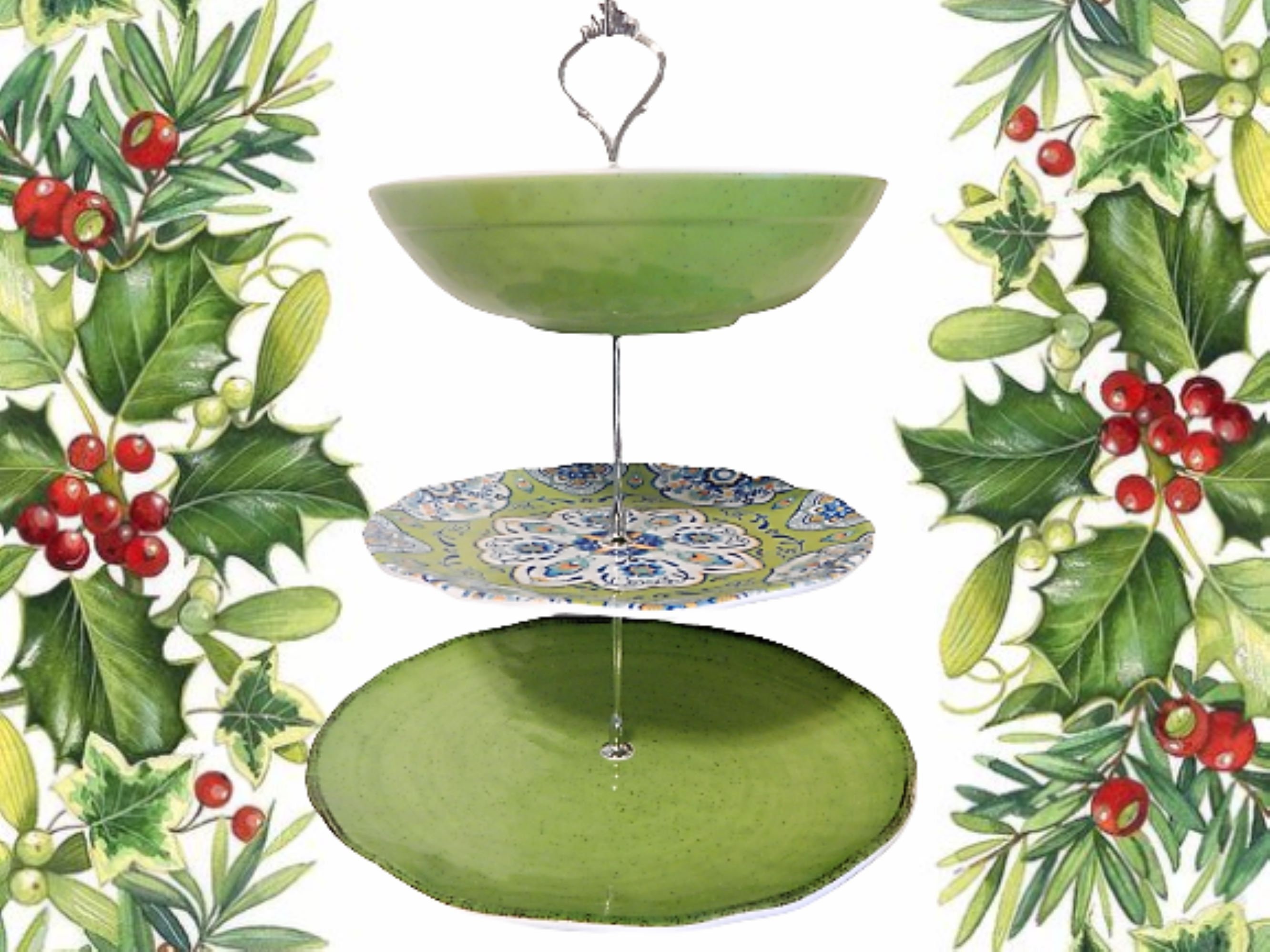 Serving Set New Green Blue White Talavera Style Topmela Melamine