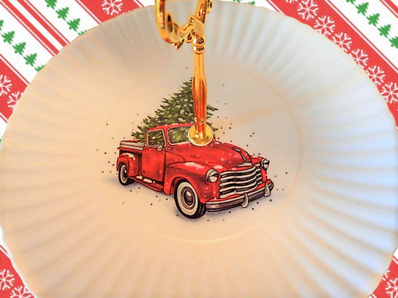 Red Christmas Truck Giving Plates 2 Tier or 2 One Plate Etsy