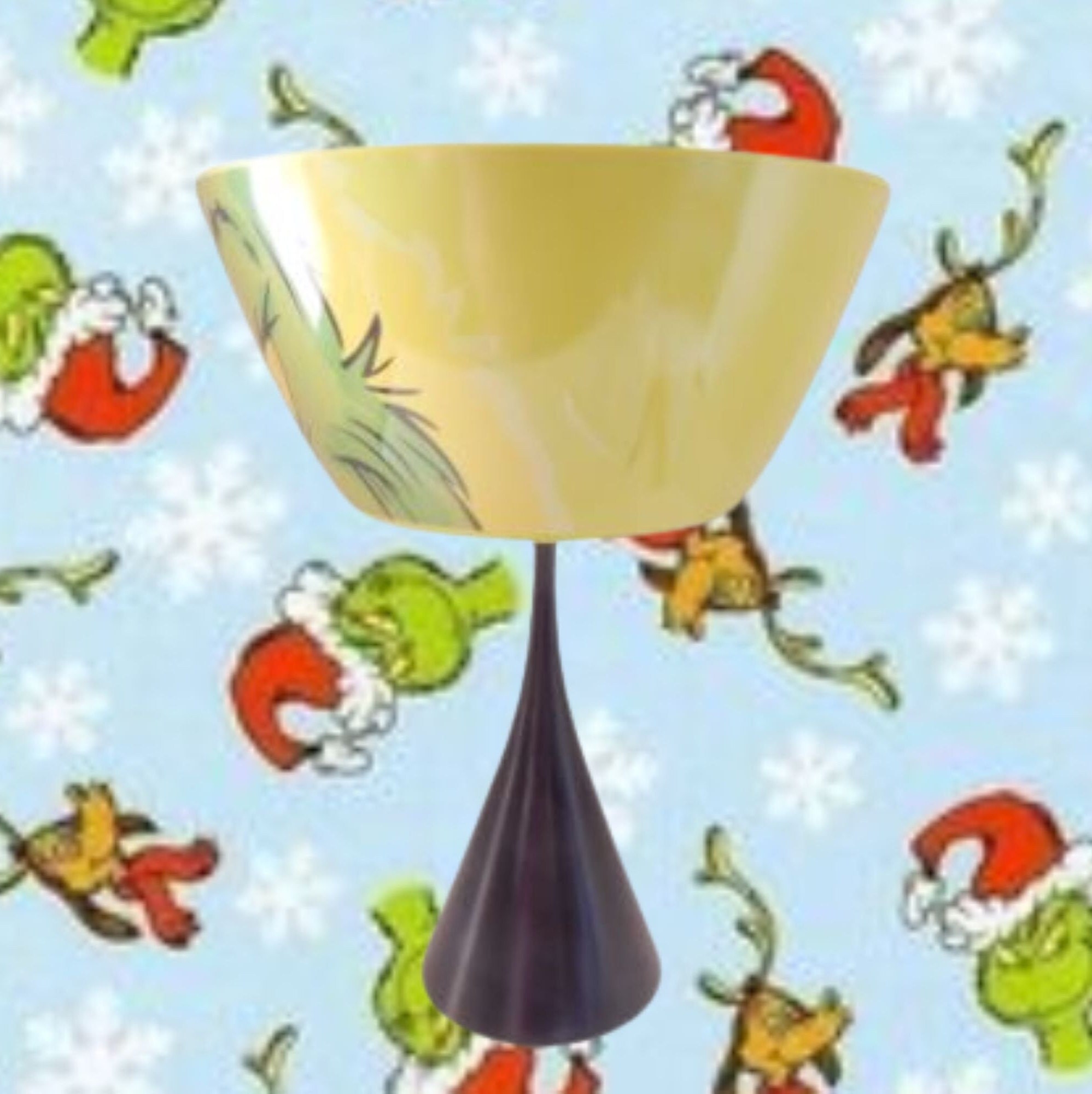 Grinch Who Stole Christmas Big Bowl Black and Green Melamine Pedestal