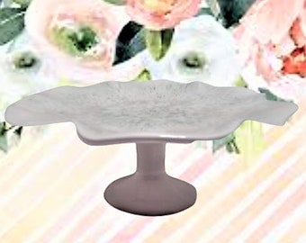 Pedestal Serving Plate New Green Melamine Wavy Edge Bowl Ceramic Stand Buffet Party Tableware