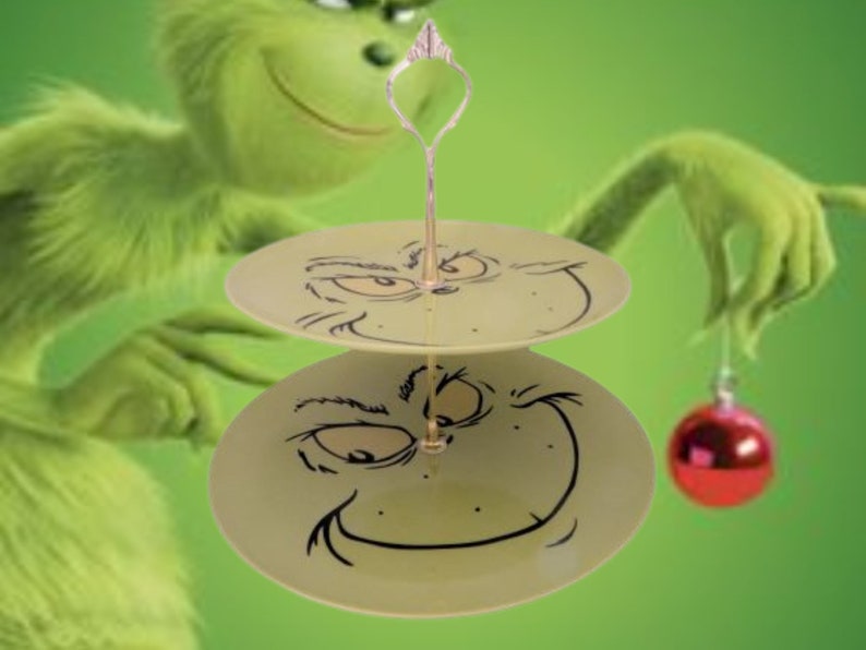 How the Grinch Stole Christmas Two Tier Serving Plate Set 8 & 10green