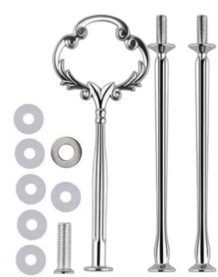 Tier Plate Hardware Silver Gold Black Pink Metal Florentine or Crown Handles Poles DYI Dish Crafts Serving Platters Bird Feeders Tea Cup Art