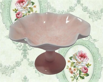 Pedestal Serving Bowl New Pink Melamine Wavy Edge Bowl Ceramic Stand Buffet Party Tableware