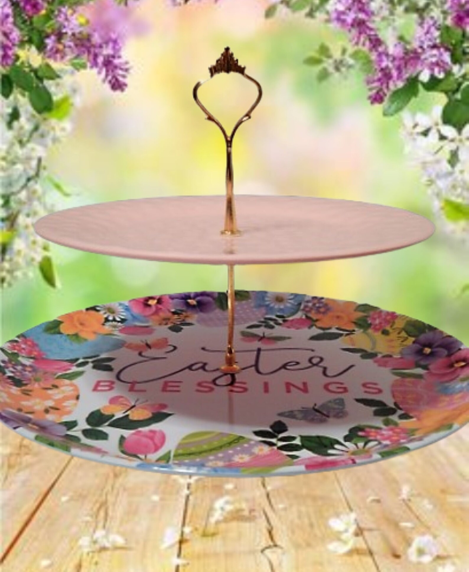 Two Tier Easter Serving Platter Set New 14 Floral and Etsy