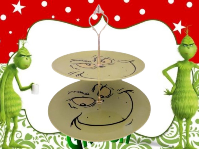 How the Grinch Stole Christmas Two Tier Serving Plate Set 8 & 10green