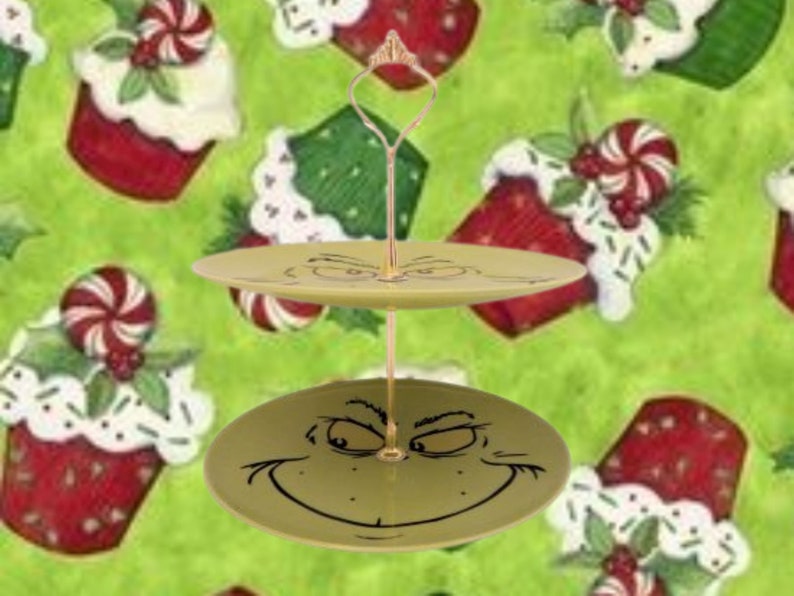 How the Grinch Stole Christmas Two Tier Serving Plate Set 8 & 10green
