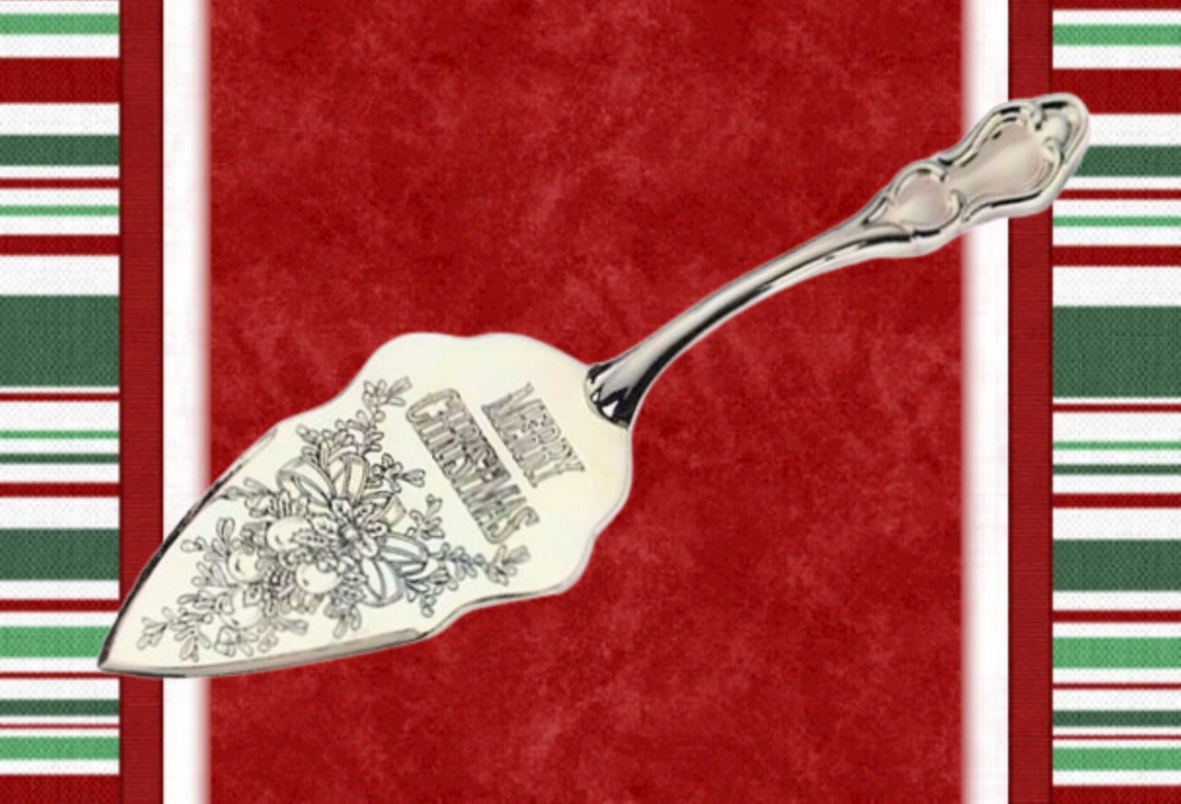 Pie Cake Server Silver Plated Trowel Engraved Merry Christmas Cake