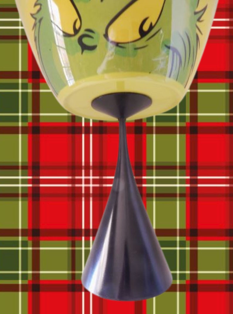 Grinch Who Stole Christmas Big Bowl Black and Green Melamine Pedestal