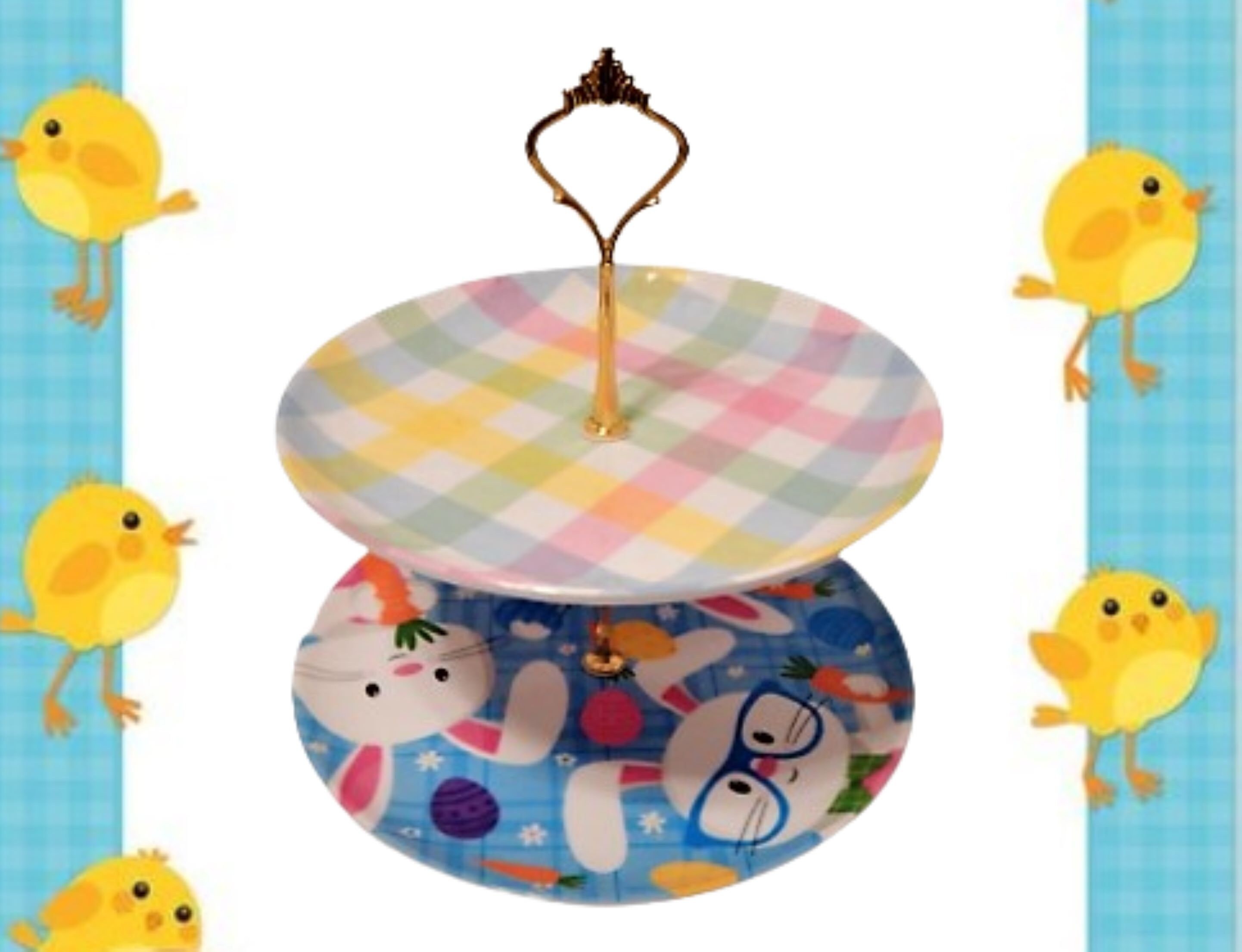 Two Tier Easter Serving Platter Set New Melamine Plaid and Etsy