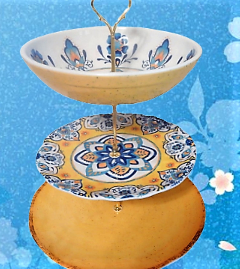 Serving Dish Set New Yellow White Blue Talavera Style Melamine Etsy