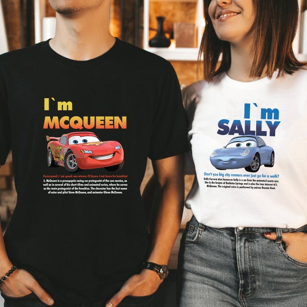 Cars Matching Shirt, L. Mcqueen and Sally Couple T-shirt, Im Lightning Sally Cars Shirt, Lightning Movie Kachow L. Mcqueen