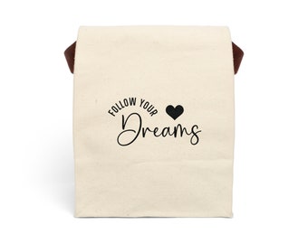 Borsa per il pranzo in tela con cinturino, Ispirazione, Pensiero positivo, Regalo per insegnanti, Campo Suumer, Aula, Scuola a casa, Pranzo, Snack